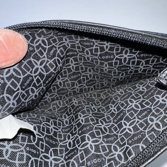 LODIS Card Wallet Pebbled Black Leather 7.25" x 3.5" x .25" - Picture 7 of 9